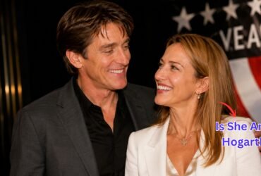 Craig Ferguson smiling with a female partner on the red carpet with a text overlay asking Is She Anne Hogarth