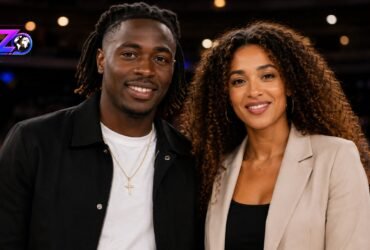 Crystal Palace footballer Eberechi Eze posing for a photo with Izuthe Mulatto