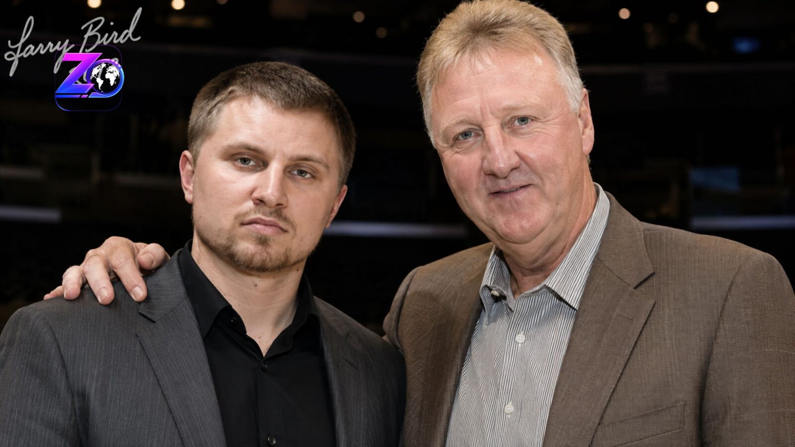 NBA legend Larry Bird standing alongside his adopted son, Connor Bird.