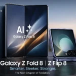 Official-style promotional render of the Samsung Galaxy Z Fold 8 and Galaxy Z Flip 8 displaying their folding screens and Galaxy AI branding.
